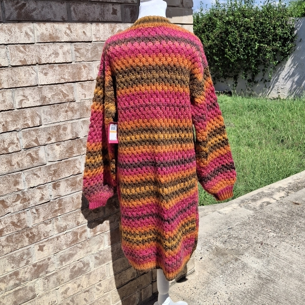 Vince Camuto Autumn Red Open-Front Long Sleeve Duster Cardigan Women Size Small - Picture 5 of 16